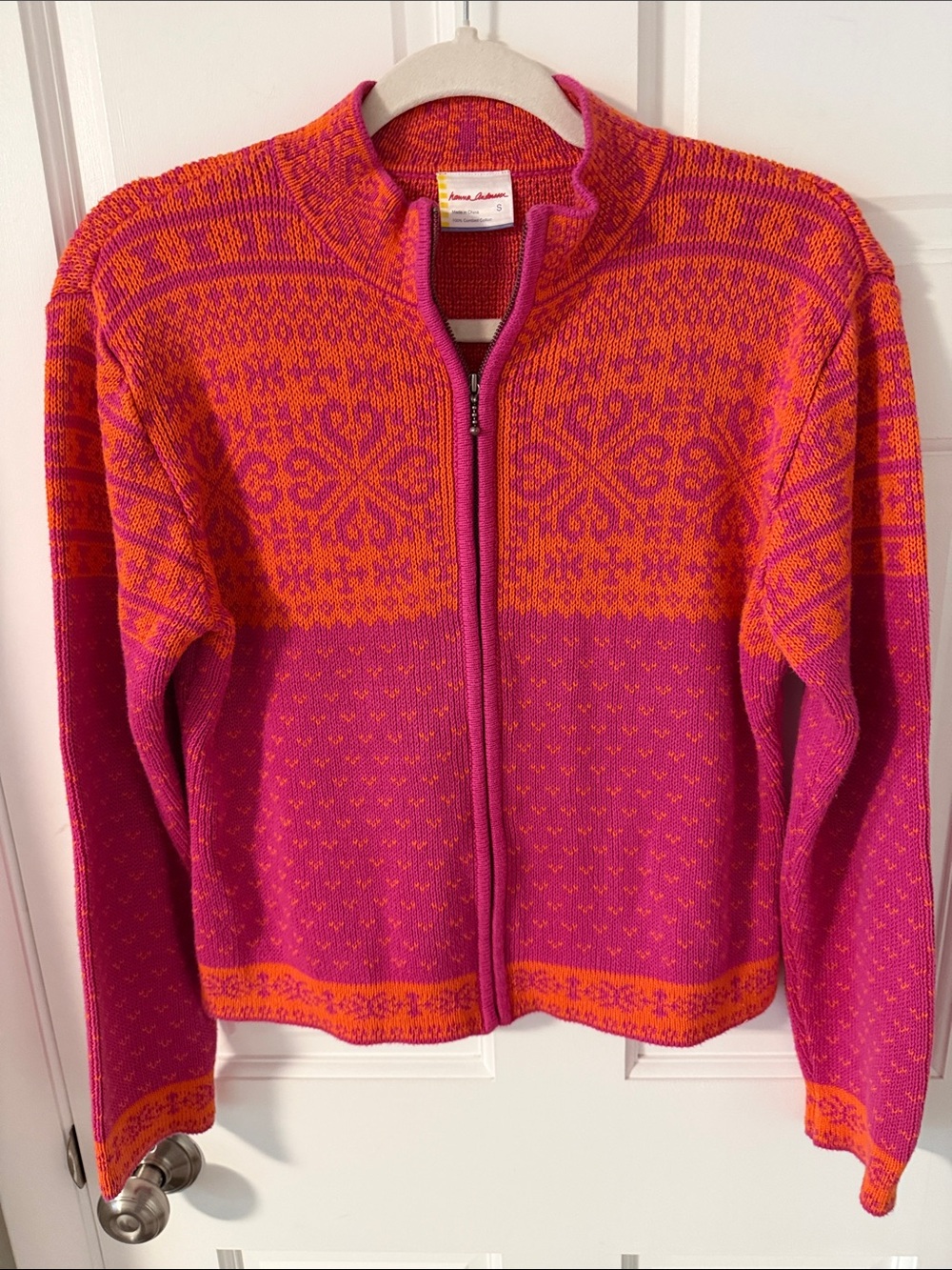 Hanna Andersson Nordic Fair Isle Full-Zip Mock
Neck Sweater 100% cotton Small